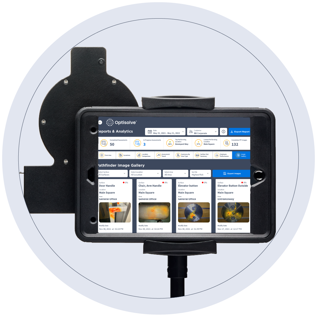 Tablet showing Optisolve Pathfinder menu